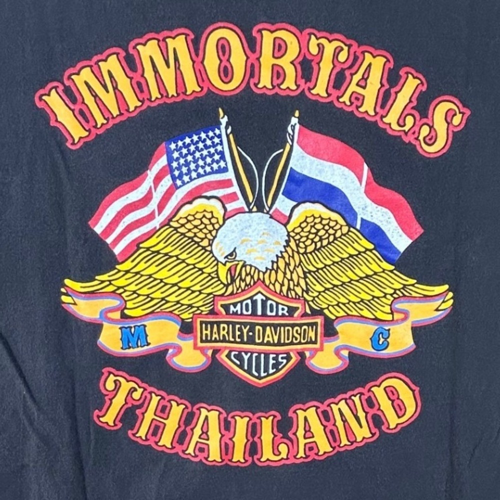 Vintage Harley Davidson Immortals‎ Thailand Pocket T-Shirt Faded Black Mens M